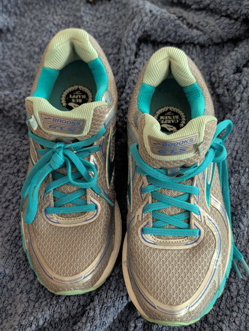 Brooks Women's Gray and Teal Athletic Running Shoes 9W